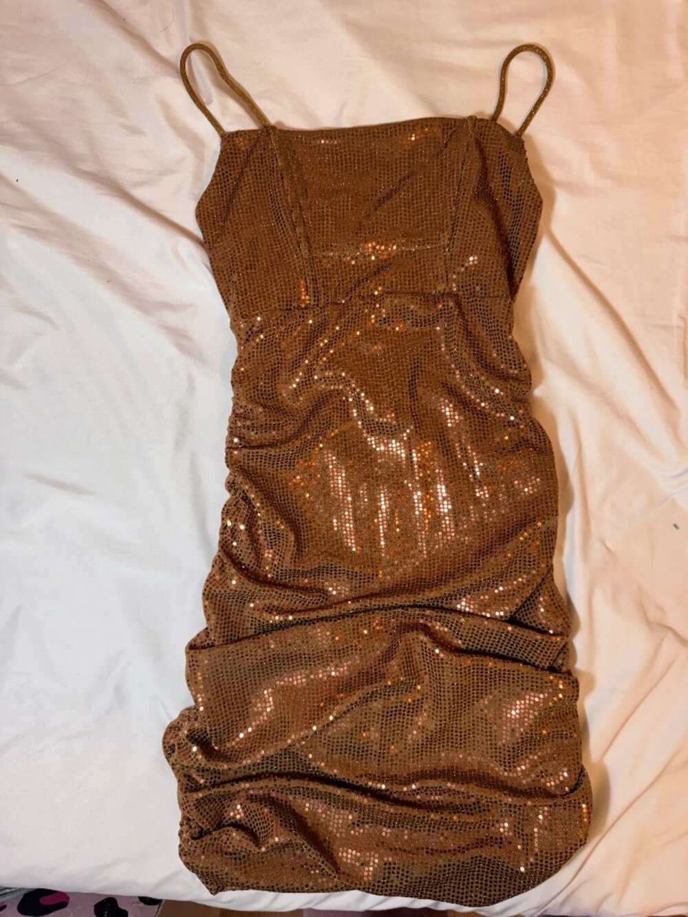 NWT UO Sparkly Ruched Mini Dress (S)